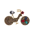 Spilla bici retrò in lega d'oro antico con strass champagne scintillanti e gemme - Forma di Bicicletta (C286-A)