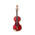 Détail d'une broche violon vintage dorée avec finition en émail rouge éclatant - C721-a