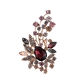 Vintage gold floral brooch with purple crystal and marquise stones on white background - Multi-Color Floral Style (B127-A)