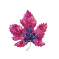 Macro view of maple leaf brooch with red-purple gradient enamel and sparkling rhinestones - Pink Purple Gradient Style (AL1390-B)