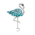 Dettaglio della spilla a fenicottero in argento con cristalli blu e gemme tagliate - Argento Strass Blu (C316-B)
