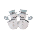 Broche de Navidad de doble muñeco de nieve con sombreros azules, brillos y perlas - Estilo Doble Muñeco de Nieve (C372-A)