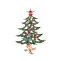 Broche de árbol de Navidad con esmalte verde y diamantes de imitación sobre fondo blanco - Árbol de Navidad Verde (C379-B)