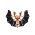 Halloween Fledermaus Brosche für Herren in Gold und Schwarz mit roten Akzenten - Gold Schwarz Rotäugige Fledermaus Stil (C337-A)