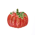 Broche de calabaza en esmalte naranja y rojo con aleación dorada sobre fondo blanco - Estilo de Calabaza (B138-A)
