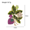 Retro strawberry brooch with pink rhinestones and green enamel leaves for women - Strawberry Flower with Butterfly (B133-A)