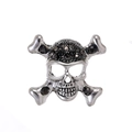 Broche tête de mort gothique vintage avec strass noirs pour costumes - Style Argent Antique Strass Noir (AL1518-A)