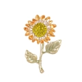 Broche tournesol exquise avec pétales en émail jaune et centre en cristal étincelant - Style Tournesol Jaune Vif (C330-A)