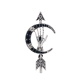 Spilla gotica argentata con mezzaluna, occhio del diavolo e cristalli luccicanti - Argento Antico (C329-B)