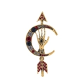 Spilla vintage dorata con mano di Fatima e freccia con strass colorati - Oro Antico (C329-A)