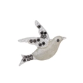 Spilla colomba della pace in argento con strass neri e intarsio in smalto marmorizzato - Grigio Perla (C326-A)