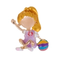 Creative girl basketball player brooch with purple jersey and gemstone detail - C383-B