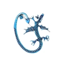 Broche de dragón plateado con esmalte azul y detalle de pedrería brillante en el ala - Estilo Azul Plata Antiguo (AL1531-B)