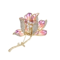 Elegante broche de peonía con pétalos rosa-púrpura y brillantes pedrería de cristal - Estilo Degradado Rosa Púrpura (B145-A)