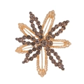 Eleganter vergoldeter Blumen-Anstecknadel mit braunen Strasssteinen und zentralem Edelstein - Kamelienform Stil (C601-A)