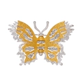 Élégante broche papillon vintage avec strass brillants et placage bicolore or argent - Style Papillon Bicolore Or et Argent (FG108-A)