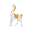 Elegante spilla a cavallo bianco e oro con dettagli metallici testurizzati per abiti - Cavallo Bianco Opaco (C635-B)