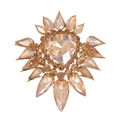 Eleganter champagner-goldener Blumenbrosche mit strahlenden Kristallen und einem Hauptstein - Champagnergold (A085-C)
