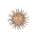 Spilla vintage a sole con strass e linee radianti stratificate oro e argento - Stile Girasole Oro Argento (AL793-A)
