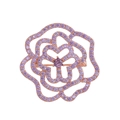 Detailed view of hollow rose gold brooch with pavé purple zircon flower petals - Purple Rose Style (FG-5011A) / Rose Gold/Purple