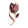 Spilla fiore tulipano elegante con cristallo viola e strass rosa placcata oro rosa - Rosso Viola (B196-B)
