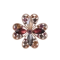 Rose gold clover brooch featuring burgundy and gray rhinestones in a hollow metal design - Retro Multicolor (C593-A)