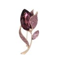 Spilla elegante a tulipano con cristallo viola scuro e strass color lavanda - Stile Tulipano Viola(FG-5017A)