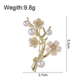 Elegant plum blossom brooch with pearls and crystals on gold metal, 5.3cm length - Plum Blossom Branch Style (AL004-A)
