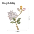 Broche fleur d'hortensia raffinée avec perles et feuilles en émail, 6,0cm x 4,5cm - Style de Branche de Plante Perle Tricolore (C713-A)