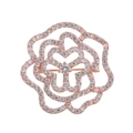 Elegant rose gold cutout camellia brooch with micro-pave cubic zirconia crystals - White Rose Style (FG-5011B) / Rose Gold/White