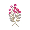 Elegant gold money tree brooch with pink crystals and shimmering rhinestones in high quality - Rose Red Bouquet Style(B243-A)