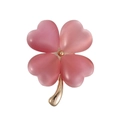 Eleganter Broschen-Pin mit rosa Katzenaugen-Stein und Kleeblatt in Roségold-Optik - Roségold Mit Rosa (FG-5016C)