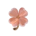 Eleganter vierteiliger Kleeblatt-Anstecker mit rosa Katzenaugenstein und Goldfinish - Gold Mit Rosa (D035-A)