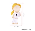 Detail shot of a cartoon nurse brooch showing 4.2 cm height and 2.1 cm width dimensions - Medical Nurse Style (C550-A)