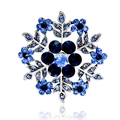 Elegant vintage snowflake brooch with blue crystals and silver-plated alloy for women - Blue Silver