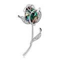 Eleganter Blumen-Brosche mit schillernder Abalone-Muschel und funkelnden Strasssteinen - Rosenblütenstil (B185-A)