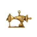 Vintage golden sewing machine brooch with white rhinestones and antique metal finish - Gold Vintage Sewing Machine Style (D087-A)