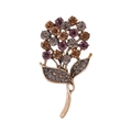 Vintage gold brooch with purple and amber rhinestones in a floral bouquet design - C586-a