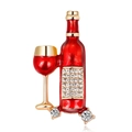 Elegante spilla a forma di bottiglia di vino con smalto rosso e cristalli brillanti - C512-a