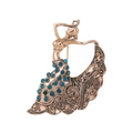 Vintage bronze ethnic brooch featuring a dancing girl with sparkling blue crystals - Vintage Dancing Girl Style (B210-A)