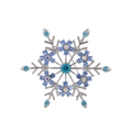 Exquisito broche de copo de nieve con diamantes azules y base de aleación de plata - Estilo Copo de Nieve (C617-A) / Base Plateada Piedra Azul