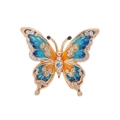 Eleganter Gold-Schmetterling-Brosche mit blauer Emaille und funkelnden Strasssteinen - Blau-Orange-Verlaufsstil (B229-B)