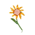 Vintage-Emaille-Sonnenblumenbrosche mit gelben Blütenblättern und Diamantmitte auf Weiß - Sonnenblume-Stil (C323-A)