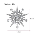 Spilla a stella a otto punte in argento con cristalli incastonati, 6,5 cm - Fiocco di Neve Argentato (C307-A)