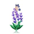 Spilla in smalto lavanda e farfalla in viola e verde con ali blu glitterate - Lavanda Viola con Farfalla Blu Bianca (C288-A)