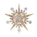 Broche flocon de neige dorée étincelante avec strass en cristal pour revers de costume - Or (C307-B)