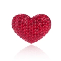 Romantic heart-shaped brooch with vibrant red pavé crystals and mirrored reflection - C422-a