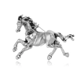 Spilla cavallo al galoppo argento lucido con finitura vintage per abiti e cappotti - Argento Antico
