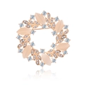 Elegant rose gold opal wreath brooch with sparkling crystals on a clean white background - Wreath Style (B157-A)