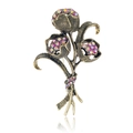 Spilla a bouquet vintage dorata con tre boccioli di tulipano e strass colorati - Stile Bouquet Aurora Oro Antico (AL941-B)